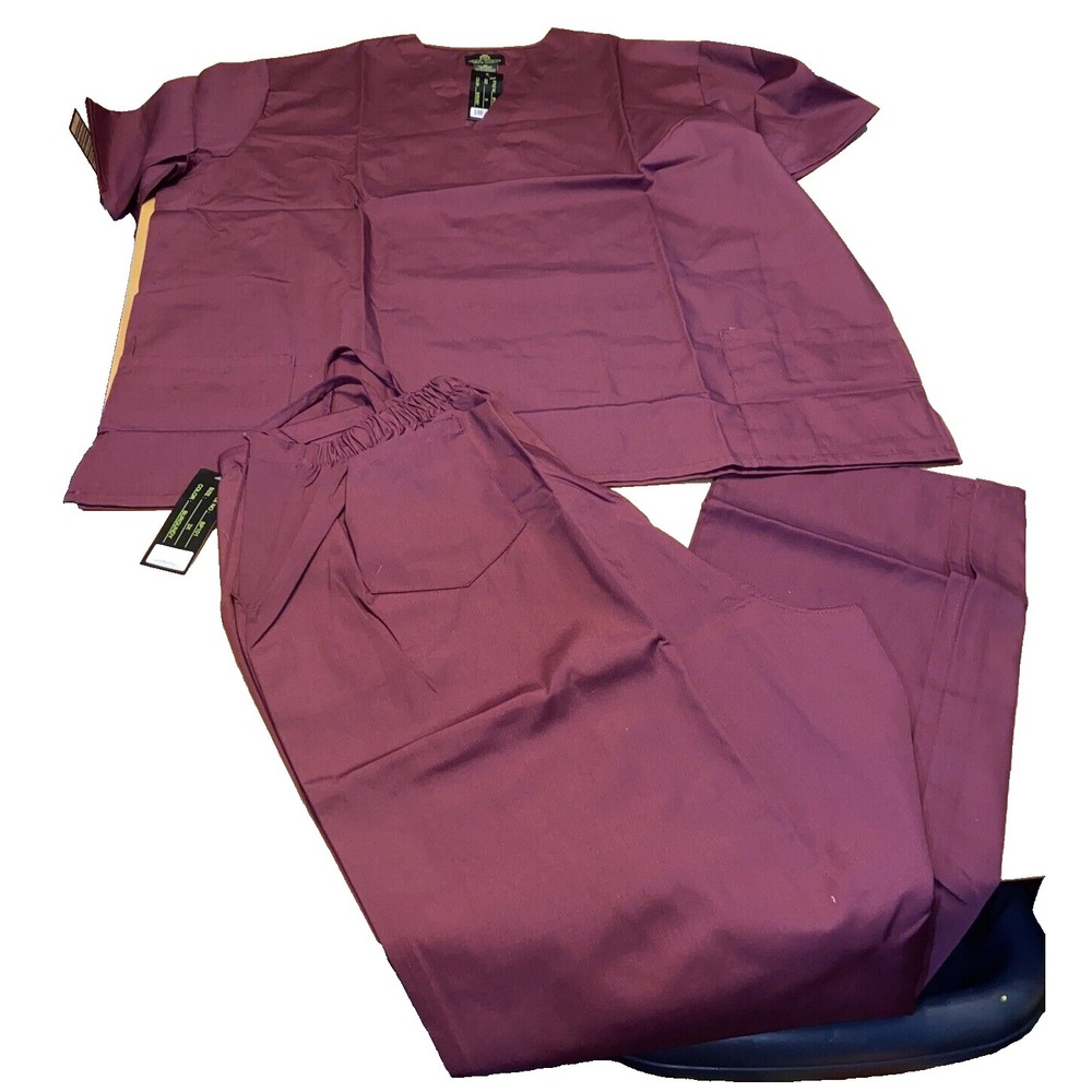 Natural Uniforms women's scrub vneck top pants3x Burgundy